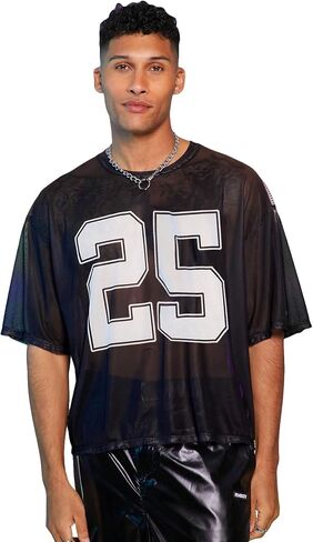 SOLY HUX Men's Sheer Mesh Number Graphic Tees Short Sleeve See Through Jersey Shirt Summer Tops in Saudi Arabia
