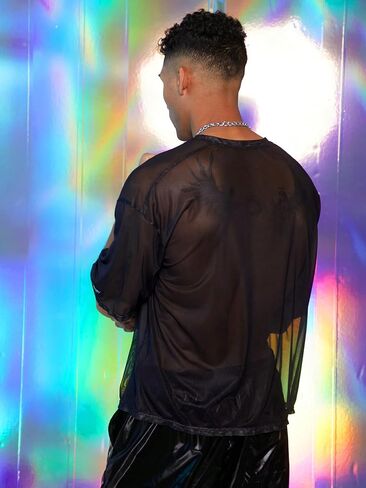 SOLY HUX Men's Sheer Mesh Number Graphic Tees Short Sleeve See Through Jersey Shirt Summer Tops in Saudi Arabia
