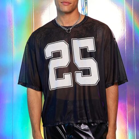 SOLY HUX Men's Sheer Mesh Number Graphic Tees Short Sleeve See Through Jersey Shirt Summer Tops in Saudi Arabia