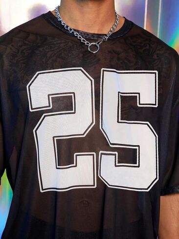 SOLY HUX Men's Sheer Mesh Number Graphic Tees Short Sleeve See Through Jersey Shirt Summer Tops in Saudi Arabia