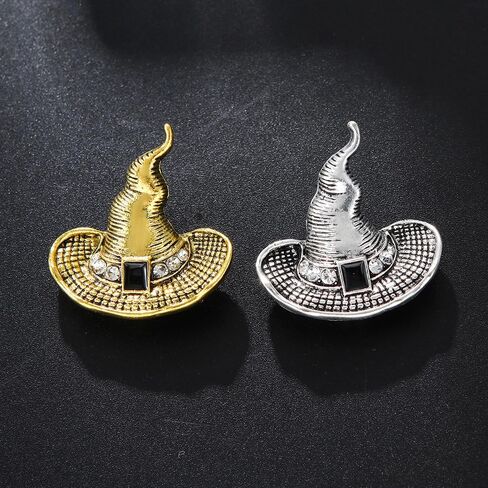 Rhinestone Witch Hat Brooch Pin for Women Men Gothic Halloween Witch Brooch Lapel Pin Fashion Chic Christmas Halloween Jewelry Gift in Saudi Arabia