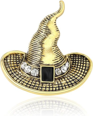 Rhinestone Witch Hat Brooch Pin for Women Men Gothic Halloween Witch Brooch Lapel Pin Fashion Chic Christmas Halloween Jewelry Gift in Saudi Arabia