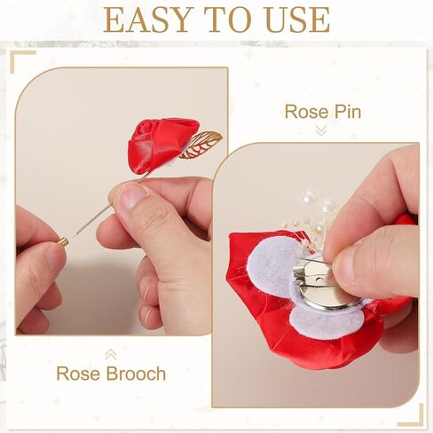 UXCELL 7 PCS (6pcs dins + 1 Brooch) زاهي أبيض مصطنع وردة الاصطناعية مع دبوس زهرة الأزرار جيب دبابيس لحفل حفل زفاف الذكرى حفلة موسيقية حفل عشاء رسمي in Saudi Arabia