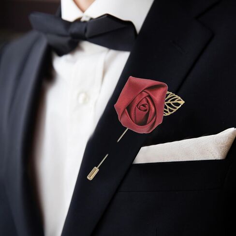 UXCELL 7 PCS (6pcs dins + 1 Brooch) زاهي أبيض مصطنع وردة الاصطناعية مع دبوس زهرة الأزرار جيب دبابيس لحفل حفل زفاف الذكرى حفلة موسيقية حفل عشاء رسمي in Saudi Arabia