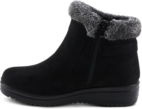 Flexus Santuzza Women Women Waterproof Microsuede Bootie مع فرو فو ، نعل مرن ، مشبك مزخرف ، وإغلاق السوستة-راحة الطقس الصديقة والباردة in Saudi Arabia