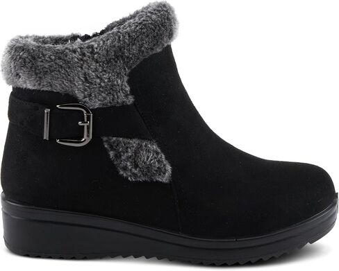 Flexus Santuzza Women Women Waterproof Microsuede Bootie مع فرو فو ، نعل مرن ، مشبك مزخرف ، وإغلاق السوستة-راحة الطقس الصديقة والباردة in Saudi Arabia