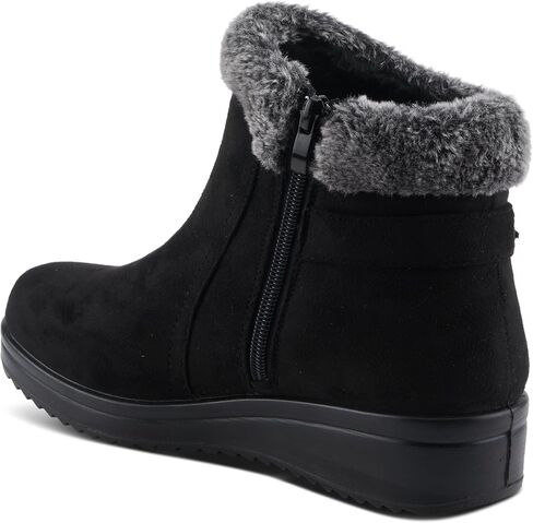 Flexus Santuzza Women Women Waterproof Microsuede Bootie مع فرو فو ، نعل مرن ، مشبك مزخرف ، وإغلاق السوستة-راحة الطقس الصديقة والباردة in Saudi Arabia