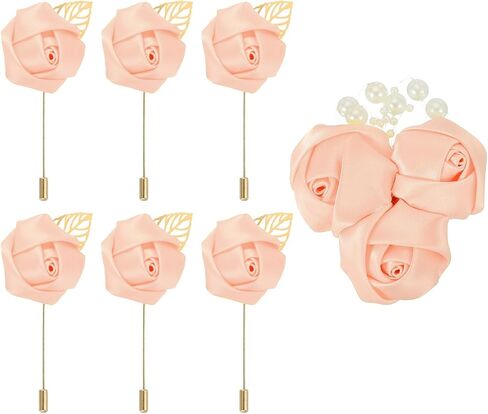 UXCELL 7 PCS (6pcs dins + 1 Brooch) زاهي أبيض مصطنع وردة الاصطناعية مع دبوس زهرة الأزرار جيب دبابيس لحفل حفل زفاف الذكرى حفلة موسيقية حفل عشاء رسمي in Saudi Arabia