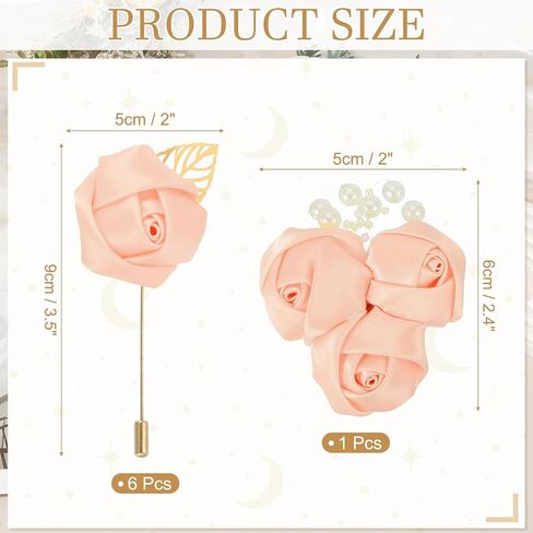 UXCELL 7 PCS (6pcs dins + 1 Brooch) زاهي أبيض مصطنع وردة الاصطناعية مع دبوس زهرة الأزرار جيب دبابيس لحفل حفل زفاف الذكرى حفلة موسيقية حفل عشاء رسمي in Saudi Arabia