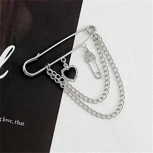 Chain Tassel Brooch Pins for Women Retro Long Chain Cross Butterfly Heart Flower Star Brooches Pin Halloween Birthday Party Costume Jewelry in Saudi Arabia
