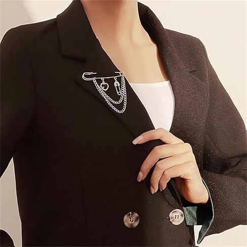 Chain Tassel Brooch Pins for Women Retro Long Chain Cross Butterfly Heart Flower Star Brooches Pin Halloween Birthday Party Costume Jewelry in Saudi Arabia