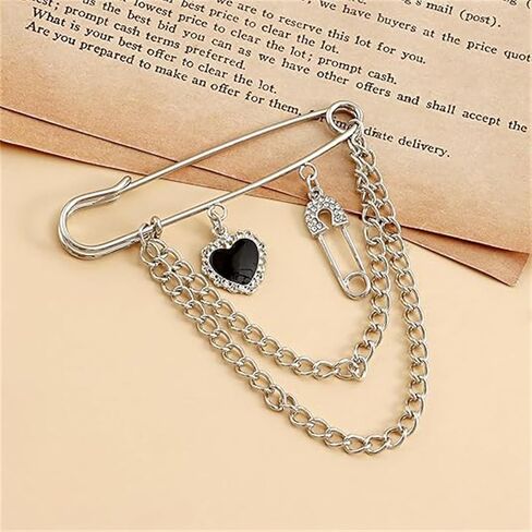 Chain Tassel Brooch Pins for Women Retro Long Chain Cross Butterfly Heart Flower Star Brooches Pin Halloween Birthday Party Costume Jewelry in Saudi Arabia