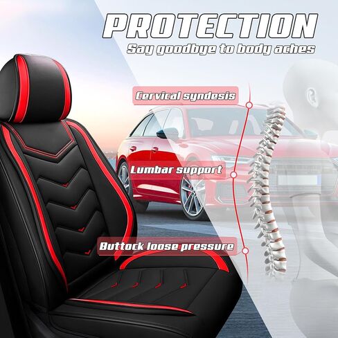 Car Seat Covers Fit for Toyota 2000-2025, Stylish Sport Seat Covers, Waterproof Wear-Resistant Premium Nappa Leather Car Seat Covers.(2 Pcs Front/Black Red) in Saudi Arabia