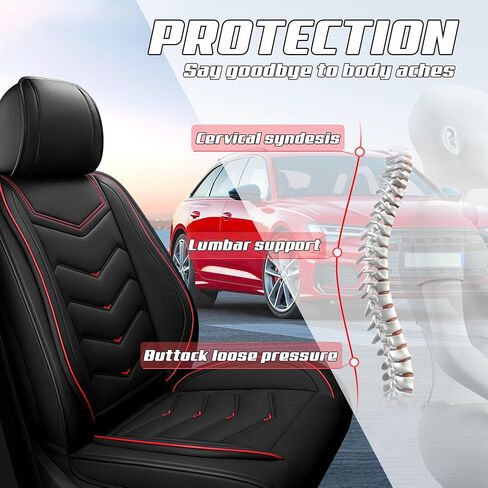 Car Seat Covers Fit for Toyota 2000-2025, Stylish Sport Seat Covers, Waterproof Wear-Resistant Premium Nappa Leather Car Seat Covers.(2 Pcs Front/Black Red) in Saudi Arabia