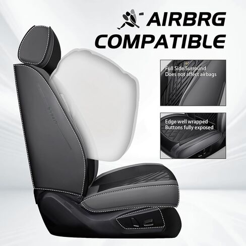 Car seat Covers fit 95% of Mercedes-Benz Models 2000-2024,Premium Nappa Leather Waterproof Anti-Slip Sports Seat Cover,Airbag Compatible Easy to Install Seat Protector Front Pair（Black） in Saudi Arabia