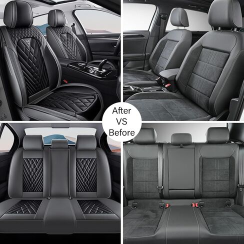 Car seat Covers fit 95% of Mercedes-Benz Models 2000-2024,Premium Nappa Leather Waterproof Anti-Slip Sports Seat Cover,Airbag Compatible Easy to Install Seat Protector Front Pair（Black） in Saudi Arabia