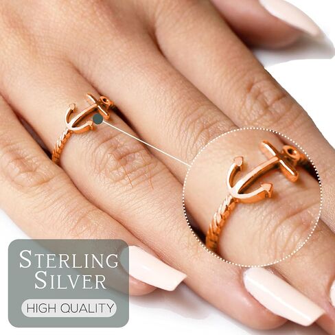 Clostoutwarehouse 925 Sterling Silver Anchor of Soul Ring (يأتي بالألوان) in Saudi Arabia