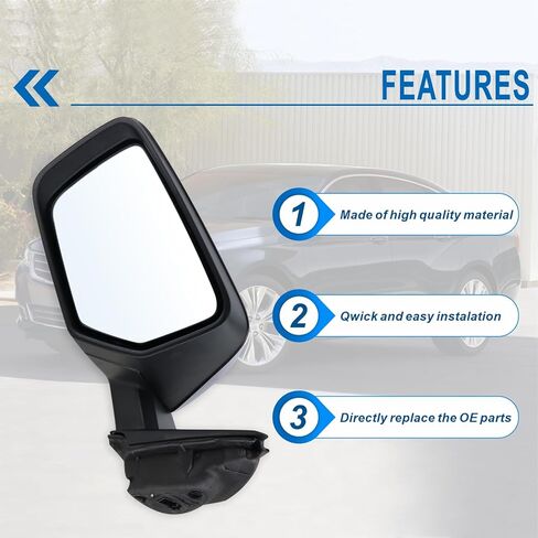 مرآة جانبية للركاب اليمنى متوافقة مع 2014 2015 2015 2017 2018 2019 Chevy Impala مع زجاج قابلة للطي يدوي أسود استبدال#22936945 (3pins) in Saudi Arabia