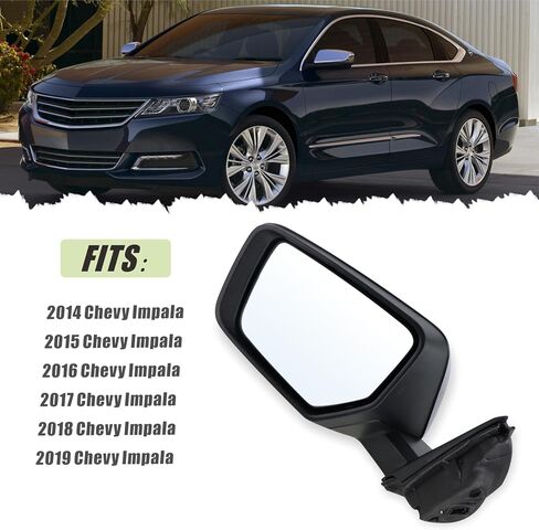 مرآة جانبية للركاب اليمنى متوافقة مع 2014 2015 2015 2017 2018 2019 Chevy Impala مع زجاج قابلة للطي يدوي أسود استبدال#22936945 (3pins) in Saudi Arabia