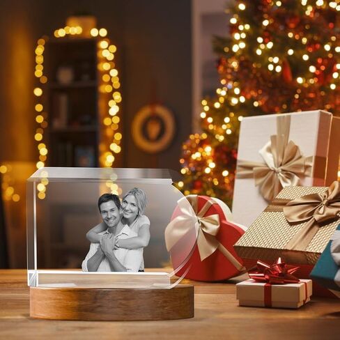 3D Crystal Photo, Customized Mothers Day Gifts for Women Men Wife Husband Mom Father, Personalized Gifts with 3D Laser Etched, Engraved Inside the Crystal Using Your Photo Customized Memorial-Heart in Saudi Arabia
