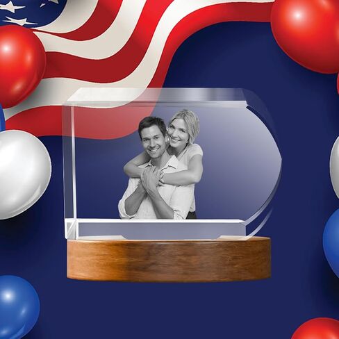 3D Crystal Photo, Customized Mothers Day Gifts for Women Men Wife Husband Mom Father, Personalized Gifts with 3D Laser Etched, Engraved Inside the Crystal Using Your Photo Customized Memorial-Heart in Saudi Arabia