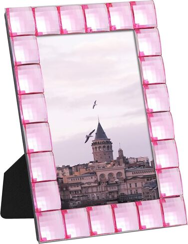 eletecpro 4x6 Decorative Glitter Jewel Picture Frame with Real Glass and Multicolor Acrylic Adorned, Beach Style for Artwork Funny Office Decor, Rainbow in Kuwait