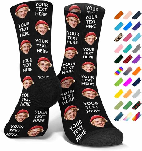 M YESCUSTOM Custom Funny Socks With Multiple Faces Personalized Socks for Men Women in Kuwait