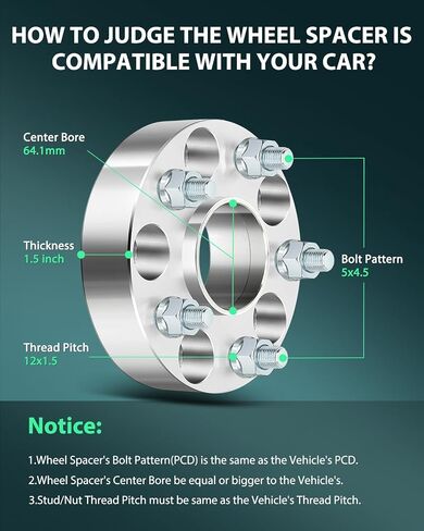 SCITOO 4X 5x4.5 12x1.5 64.1 1.5" Wheel Spacers 5x114.3 to 5x114.3 fits for 1998-2019 for Honda for Accord in Saudi Arabia