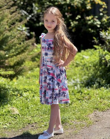 Arshiner Girls Dress Summer Casual Flutter Sleeve Tiered Midi Sundress with Pockets for 5-13 Years in Saudi Arabia