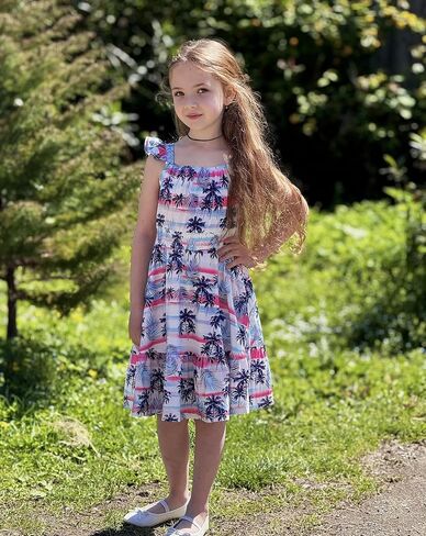 Arshiner Girls Dress Summer Casual Flutter Sleeve Tiered Midi Sundress with Pockets for 5-13 Years in Saudi Arabia