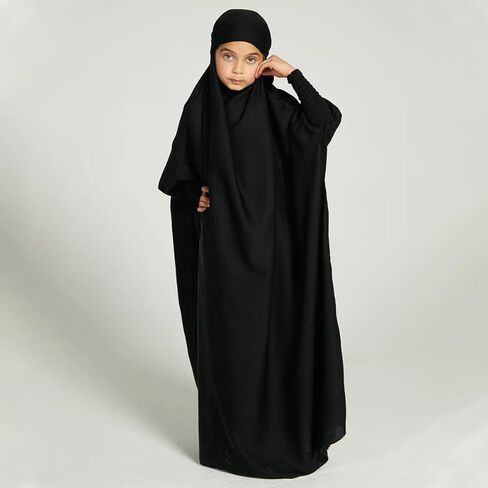 Iwemek Kids Asslim Dress for Girls Rooded Abaya مع حجاب صلاة الإسلامية ترامضان غلاف كامل Burka Jilbab Kaftan Robe in Kuwait