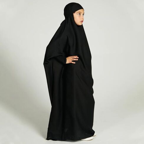Iwemek Kids Asslim Dress for Girls Rooded Abaya مع حجاب صلاة الإسلامية ترامضان غلاف كامل Burka Jilbab Kaftan Robe in Kuwait