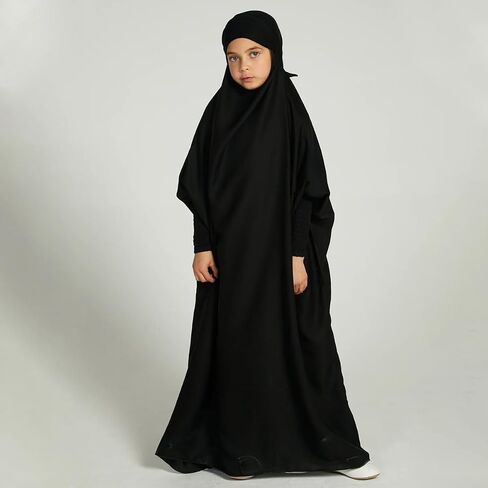 Iwemek Kids Asslim Dress for Girls Rooded Abaya مع حجاب صلاة الإسلامية ترامضان غلاف كامل Burka Jilbab Kaftan Robe in Kuwait