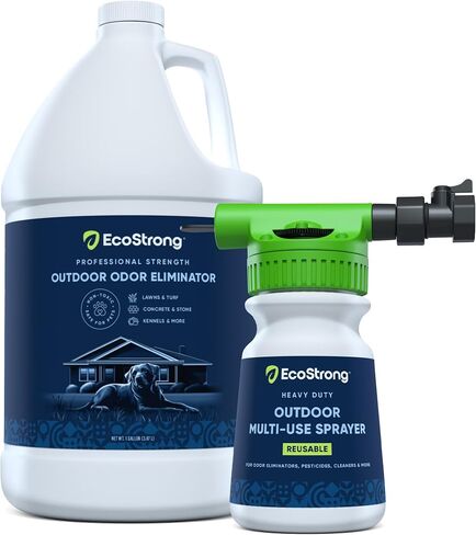 Eco Strong Outdoor Odor Eliminator | Outside Dog Urine Enzyme Cleaner – Powerful Pet, Cat, Animal Scent Deodorizer | Professional Strength for Yard, Turf, Kennels, Patios, Decks (Gallon with Sprayer) in Saudi Arabia