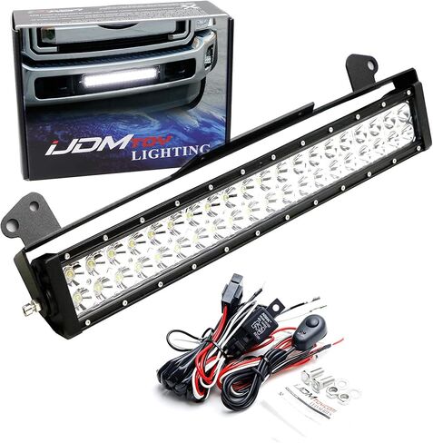 iJDMTOY Lower Grille 20-Inch LED Light Bar Compatible with 2011-16 Ford F250 F350 Super Duty, Includes (1) 120W High Power LED Lightbar, Lower Bumper Opening Mount Brackets & On/Off Switch Wiring Kit in Saudi Arabia