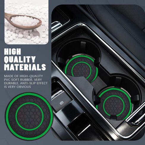 2PCS Car Cup Holder Coasters, 2.75 Inch Non-Slip Insert Water Bottle Holder Pads, Dustproof Cup Holder Insert Coaster Pad, Universal Car Interior Accessories for Women Men (Red) in Saudi Arabia