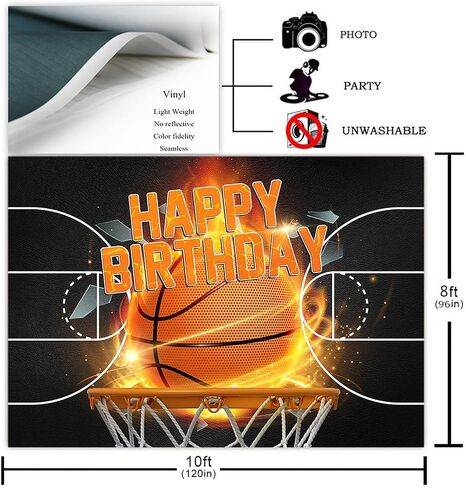 Avezano Basketball Birthday Decorations Sport Theme Basketball Birthday Backdrop Black Men and Boys Birthday Party Photo Background Cake Table Banner Party Supplies (7x5ft) in Saudi Arabia