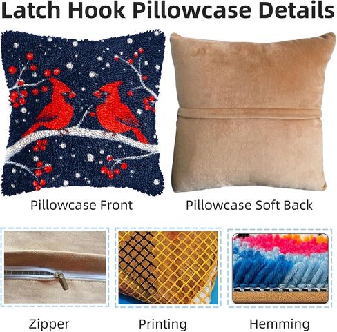 DIY Latch Hook Pillow Kits for Adults Merry Christmas Winter Snow Pine Tree Pillow Cover Printed Pillowcase Crochet Yarns Hooking Handmade Cushion for Home Sofa Decoration 17x17inch(5) in Saudi Arabia