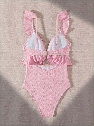 Sweatyrocks Women's Cut Out Frank Floral One One Swimsuit Tie Tie Monokini Suit in Kuwait