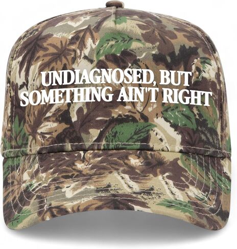 Undiagnosed, But Something Ain't Right Serif Vintage Trucker Hat | Funny Premium Snapback Baseball Hat for Men & Women in Saudi Arabia