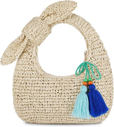 Straw Handbags Small Tote Purse Bow Knotted Straw Clutch with Tassels for Summer Beach Travel in Saudi Arabia