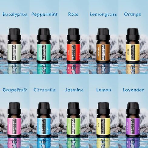 Essential Oil Diffusers 550ml Diffuser,10 Essential Oils Diffuser Gift Set,Advanced Ceramic Ultrasonic Technology Aromatherapy Diffusers Auto Shut-Off for 15 Ambient Light Settings（Black） in Saudi Arabia