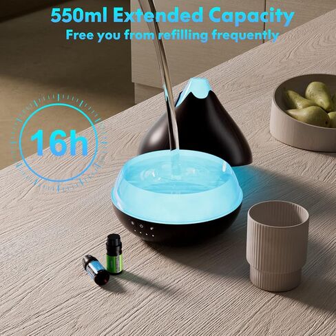 Essential Oil Diffusers 550ml Diffuser,10 Essential Oils Diffuser Gift Set,Advanced Ceramic Ultrasonic Technology Aromatherapy Diffusers Auto Shut-Off for 15 Ambient Light Settings（Black） in Saudi Arabia