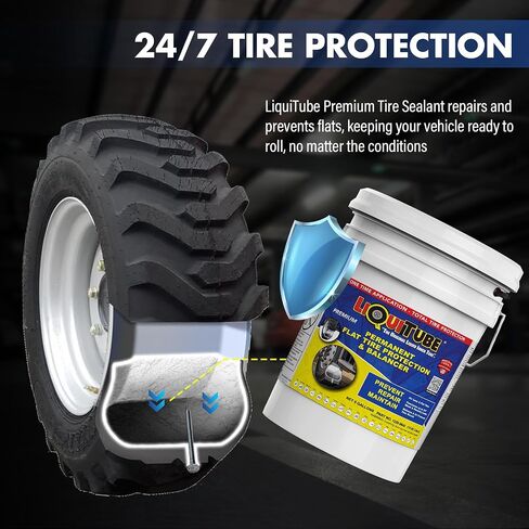 Premium Heavy Duty Tire Sealant - Permanent Flat Tire Protection for Industrial and Off Road Tires - Maintain Air Pressure, Balance - Seal Punctures, Bead, Rim, Tire Weathering Leaks (1 Gal) in Saudi Arabia