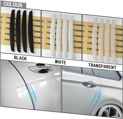 TANGSEN 4Pcs 6 inch Universal 3D Carbon Fiber Texture Automotive Door Edge Buffer Trim Strip Paint Protector Cover Scratch Non-Marking Black Silicone Personalize Bar Sticker in Saudi Arabia