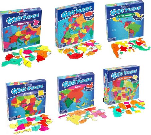 Geotoys Geopuzzle ، ألغاز بانوراما على شكل عالمي ، 68 PC Geography Puzzle ، لعبة الجغرافيا ولغز الخريطة ، ألغاز بانوراما للأطفال الذين تتراوح أعمارهم بين 6-9 سنوات in Kuwait