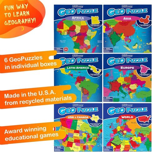 Geotoys Geopuzzle ، ألغاز بانوراما على شكل عالمي ، 68 PC Geography Puzzle ، لعبة الجغرافيا ولغز الخريطة ، ألغاز بانوراما للأطفال الذين تتراوح أعمارهم بين 6-9 سنوات in Kuwait