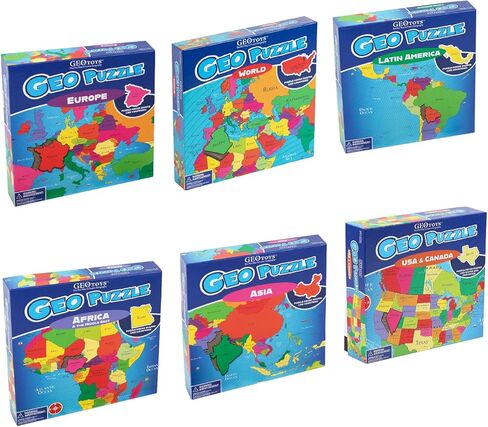 Geotoys Geopuzzle ، ألغاز بانوراما على شكل عالمي ، 68 PC Geography Puzzle ، لعبة الجغرافيا ولغز الخريطة ، ألغاز بانوراما للأطفال الذين تتراوح أعمارهم بين 6-9 سنوات in Kuwait