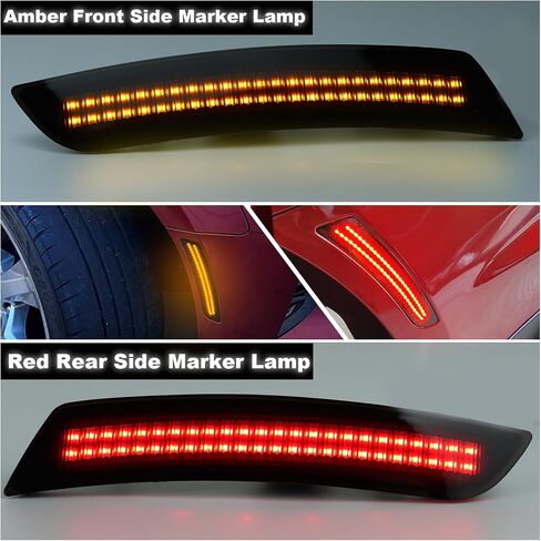 Smoked Lens LED Side Marker Lights Kit Front Rear Bumper Lamps Compatible with Chevy Camaro 2016-2023 Amber Front Red Rear Side Marker Indicator Lamps Set (4PCS) in Saudi Arabia