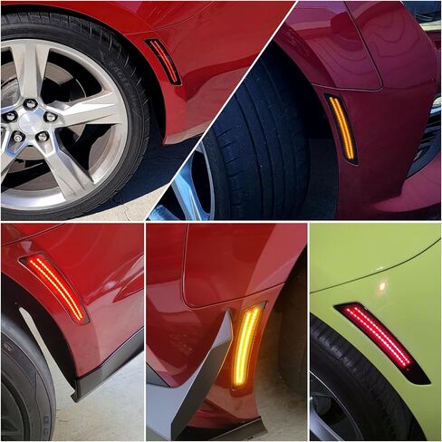 Smoked Lens LED Side Marker Lights Kit Front Rear Bumper Lamps Compatible with Chevy Camaro 2016-2023 Amber Front Red Rear Side Marker Indicator Lamps Set (4PCS) in Saudi Arabia